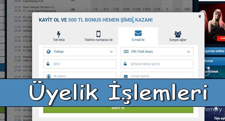 1xbet Üyelik İşlemleri